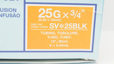 Terumo SV-25BLK SURFLO Winged Infusion Set 25G x 3/4inch(x)-Box of 21